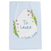 Gepersonaliseerde Preppy Floral Paasei Medium Cadeauzakje (Voorkant)