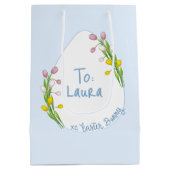 Gepersonaliseerde Preppy Floral Paasei Medium Cadeauzakje (Achterkant)