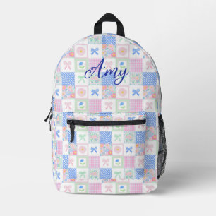 Gepersonaliseerde preppy grootmillennial bloemenbo bedrukte rugzak