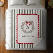 Gepersonaliseerde Preppy Holiday Krans Monogram & Sherpa Deken