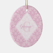 Gepersonaliseerde Preppy in roze Mandala Art Deco Keramisch Ornament (Rechts)