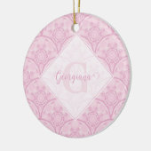 Gepersonaliseerde Preppy in roze Mandala Art Deco Keramisch Ornament (Links)