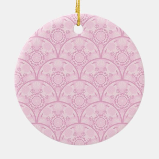 Gepersonaliseerde Preppy in roze Mandala Art Deco Keramisch Ornament (Achterkant)