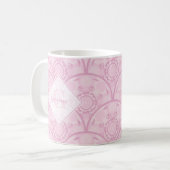 Gepersonaliseerde Preppy in roze Mandala Art Deco Koffiemok (Voorkant links)