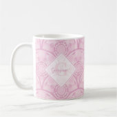 Gepersonaliseerde Preppy in roze Mandala Art Deco Koffiemok (Links)