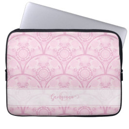 Gepersonaliseerde Preppy in roze Mandala Art Deco Laptop Sleeve