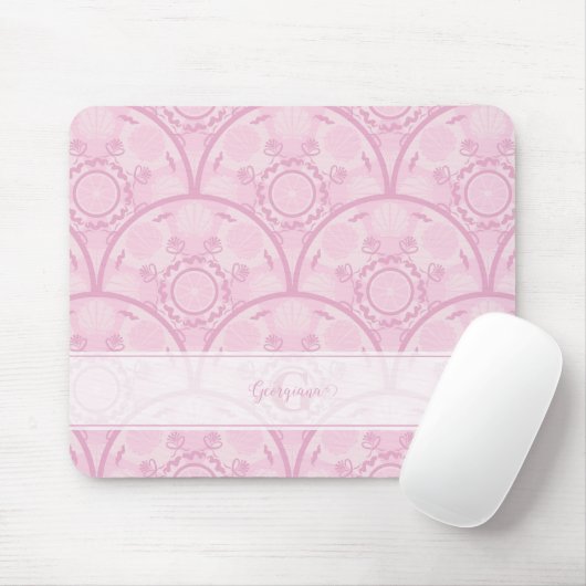 Gepersonaliseerde Preppy in roze Mandala Art Deco Muismat (Met muis)