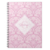 Gepersonaliseerde Preppy in roze Mandala Art Deco Notitieboek (Voorkant)