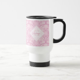 Gepersonaliseerde Preppy in roze Mandala Art Deco Reisbeker