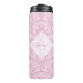 Gepersonaliseerde Preppy in roze Mandala Art Deco Thermosbeker (Voorkant)