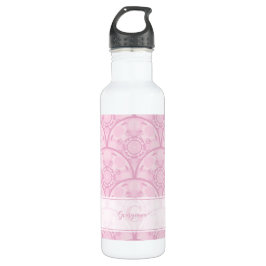 Gepersonaliseerde Preppy in roze Mandala Art Deco Waterfles
