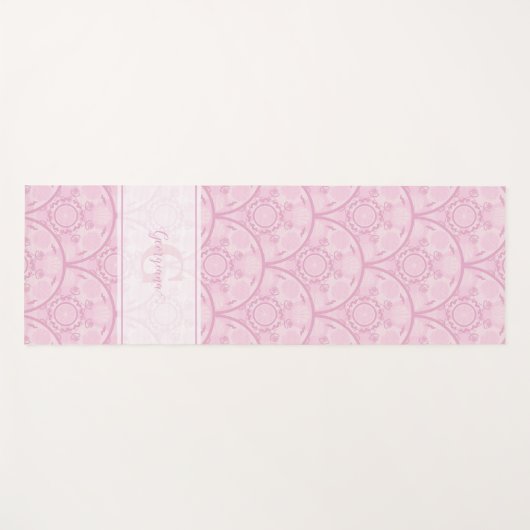 Gepersonaliseerde Preppy in roze Mandala Art Deco Yogamat (Voorkant (horizontaal))