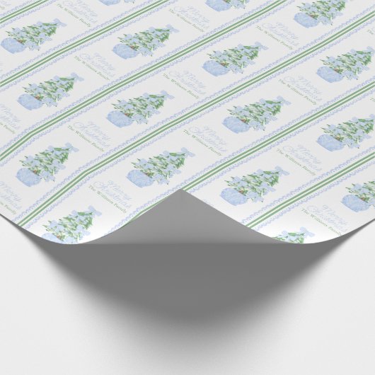 Gepersonaliseerde Preppy Kerstboom Aangepaste naam Cadeaupapier (Hoek)