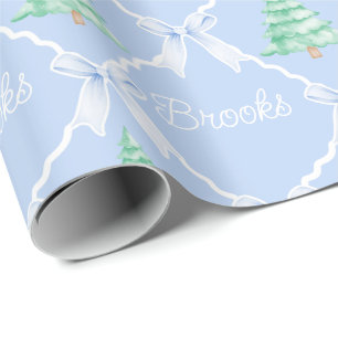 Gepersonaliseerde Preppy Kerstboom Aangepaste naam Cadeaupapier