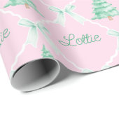 Gepersonaliseerde Preppy Kerstboom Aangepaste naam Cadeaupapier (Rol Hoek)