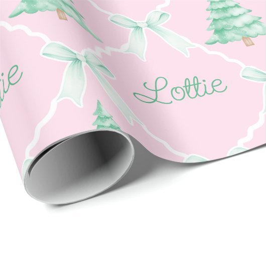 Gepersonaliseerde Preppy Kerstboom Aangepaste naam Cadeaupapier (Rol Hoek)