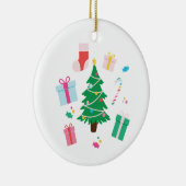 Gepersonaliseerde Preppy Kerstboom Vakantie Keramisch Ornament (Rechts)