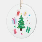 Gepersonaliseerde Preppy Kerstboom Vakantie Keramisch Ornament (Links)