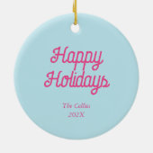 Gepersonaliseerde Preppy Kerstboom Vakantie Keramisch Ornament (Achterkant)