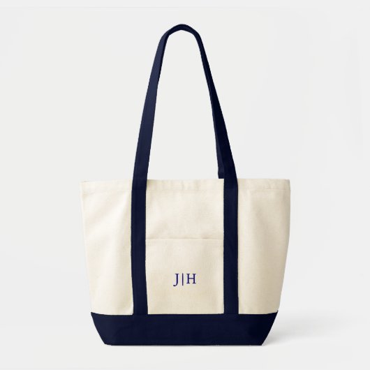 Gepersonaliseerde Preppy Navy Monogram Canvas tas (Voorkant)