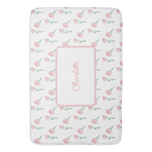 Gepersonaliseerde  Preppy Peony Placemat Badmat (Voorkant Verticaal)