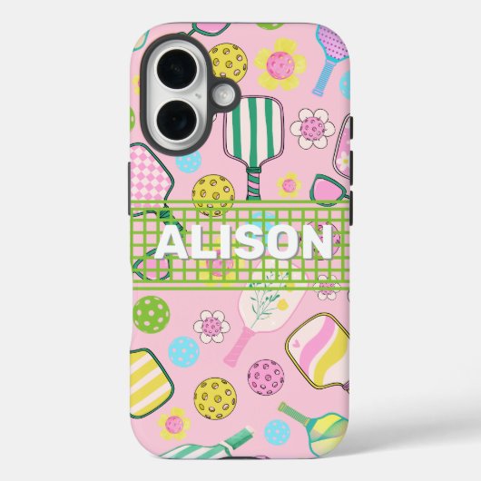 Gepersonaliseerde Preppy Pickleball telefoonhoesje Case-Mate iPhone Case (Achterkant)
