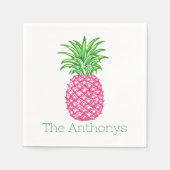 Gepersonaliseerde Preppy Roze Ananas  Servet (Voorkant)