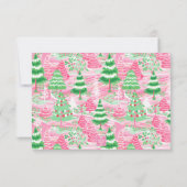 Gepersonaliseerde Preppy Roze en Groene Kerstbomen Bedankkaart (Achterkant)
