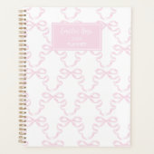 Gepersonaliseerde Preppy Waterverf Bow Ribbonerie Planner (Voorkant)
