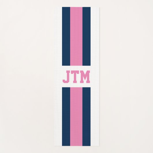 Gepersonaliseerde Preppy Yoga Mat Monogram Strepen (Voorkant)