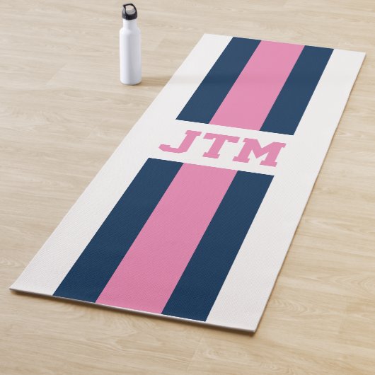 Gepersonaliseerde Preppy Yoga Mat Monogram Strepen (In situ)