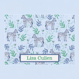 Gepersonaliseerde Preppy Zebra's & Martinis Blauw Bedankkaart
