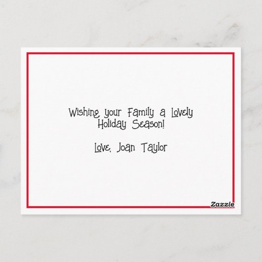 Gepersonaliseerde pretkerst briefkaart (Achterkant)