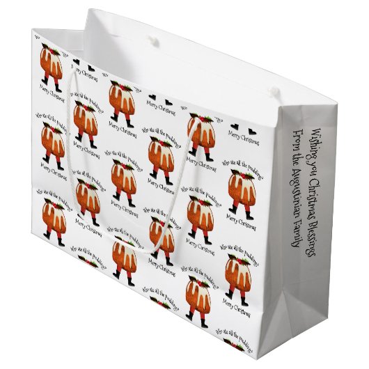 Gepersonaliseerde pretkerst groot cadeauzakje (Voorkant Gekanteld)