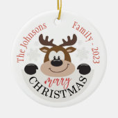 Gepersonaliseerde pretkerst keramisch ornament (Voorkant)