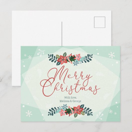 Gepersonaliseerde pretkerst met liefdesFloral Briefkaart (Voorkant / Achterkant)