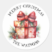 Gepersonaliseerde pretkerst ronde sticker (Voorkant)