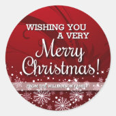 Gepersonaliseerde pretkerst (rood) ronde sticker (Voorkant)