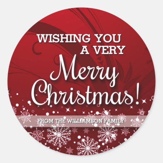 Gepersonaliseerde pretkerst (rood) ronde sticker (Voorkant)