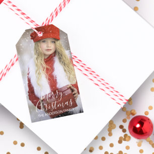 Gepersonaliseerde pretkerst Voeg je FOTO toe Cadeaulabel
