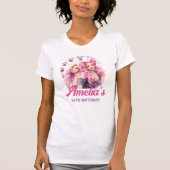 Gepersonaliseerde pretpark roze verjaardag t-shirt (Voorkant)