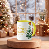 : Gepersonaliseerde Prettig Kerstmis Boom Aquarel  Mok