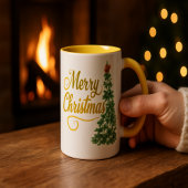 : Gepersonaliseerde Prettig Kerstmis Boom Aquarel  Mok