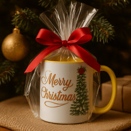 : Gepersonaliseerde Prettig Kerstmis Boom Aquarel Mok