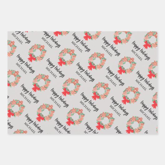 Gepersonaliseerde Prettige feestdagen Cookie Wreat Inpakpapier Vel (Voorkant 3)