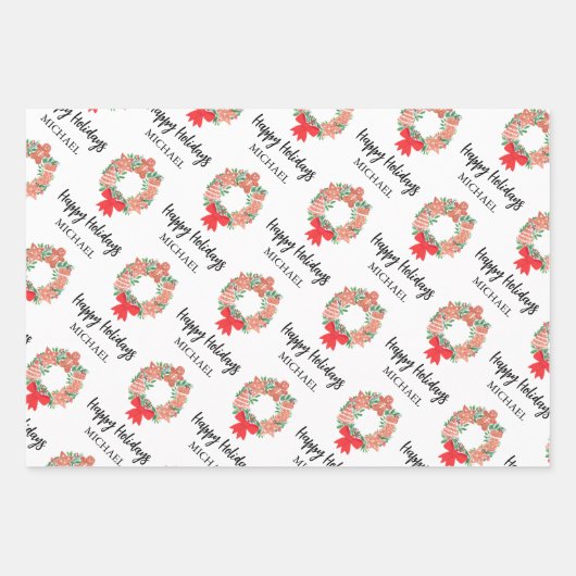 Gepersonaliseerde Prettige feestdagen Cookie Wreat Inpakpapier Vel (Voorkant)