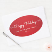 Gepersonaliseerde Prettige feestdagen Ovale Rode S Sticker (Envelop)