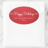 Gepersonaliseerde Prettige feestdagen Ovale Rode S Sticker (Tas)