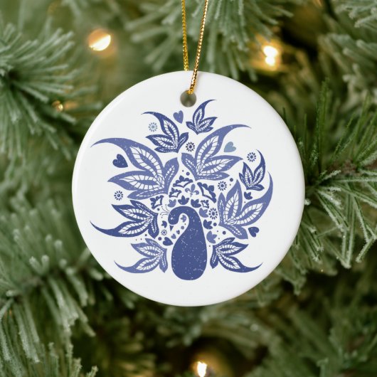 Gepersonaliseerde Prettige feestdagen Peacock Keramisch Ornament (Boom)