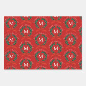 Gepersonaliseerde Prettige feestdagen Red Monogram Inpakpapier Vel (Voorkant)